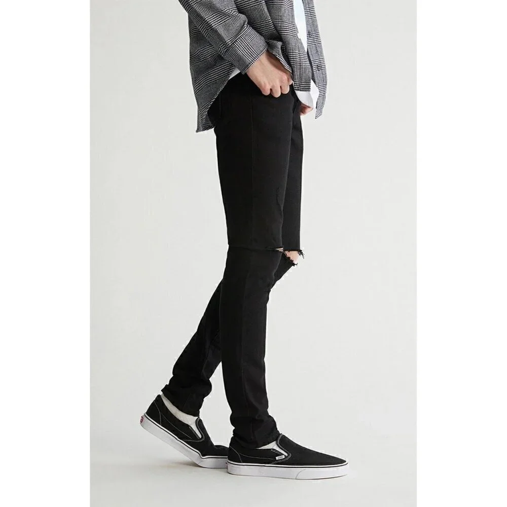 PacSun Mens Jeans 28 x 30 Stacked Skinny Skate Punk Black Distressed